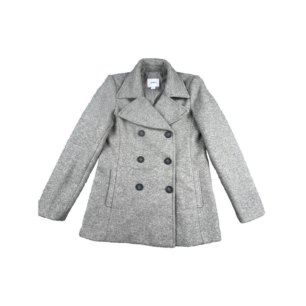 Old Navy Classic Wool Blend Double Breasted Peacoat Y2K Gray Womens Small